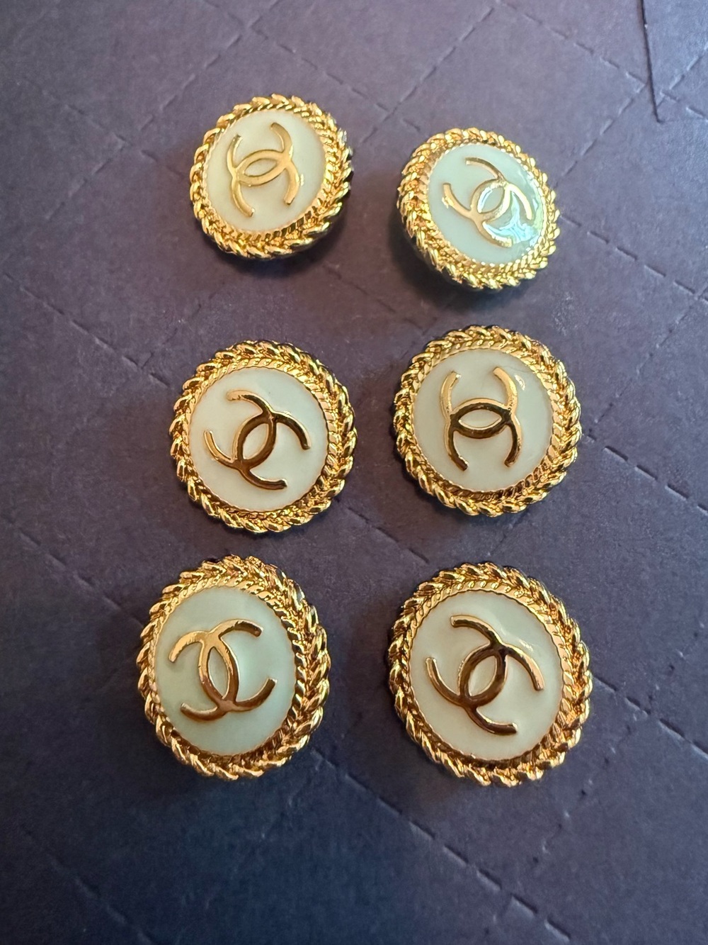 CHANEL Gold-Tone Rope Trim Logo Buttons - Set of 6